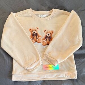Derek Heart Beige Teddy Bear Kids Sweatshirt